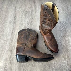 Elegant Brown Leather Heeled Boots